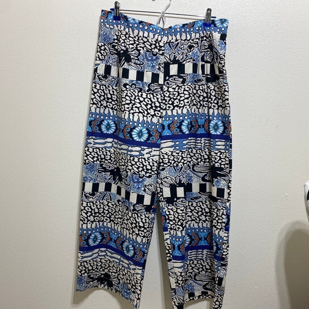 Leo & Ugo Blue Baltic Casual Relaxed Crop Pants Size 3 Medium